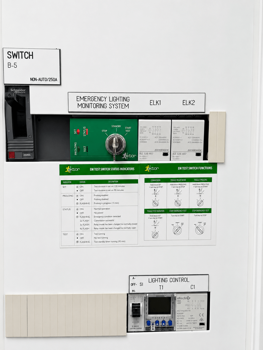 Emergency lighting unit being tested on site